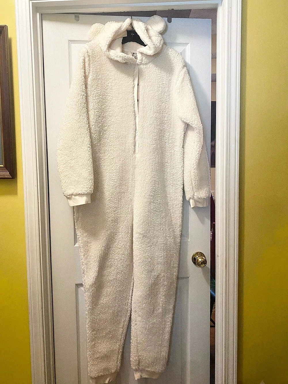 Asos Teddy Bear One-Piece White Pyjamas, Sz 10